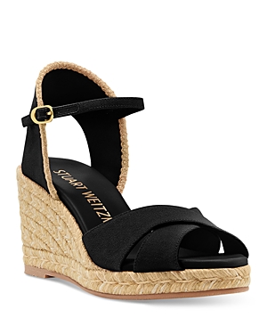 Stuart Weitzman Mirela Ii Espadrille Wedge Sandal In Black/natural