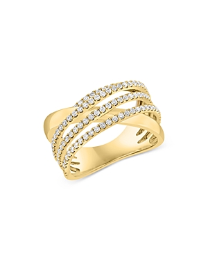 Bloomingdale's Diamond Crossover Ring In 14k Yellow Gold, 0.80 Ct.t.w. - 100% Exclusive In Gold/white