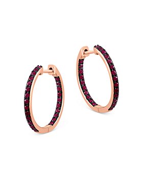 Bloomingdale's - Ruby Inside Out Hoop Earrings in 14K Rose Gold - 100% Exclusive