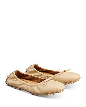 Shop Tod's Women's Leather Gommini Ballerina Flats In Beige