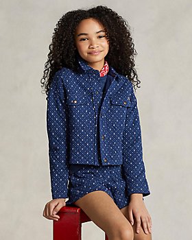 Ralph Lauren - Girls' Geometric Print Double Knit Shirt Jacket - Little Kid, Big Kid