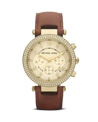 Michael Kors - Leather Parker Glitz Watch, 39mm