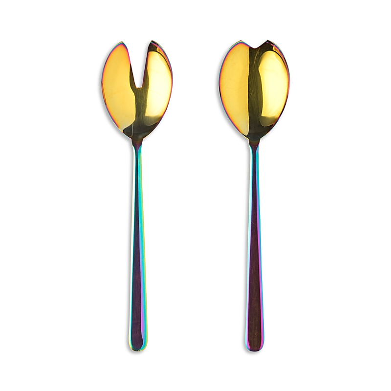Mepra Linea Rainbow Salad Serving Set In Gold