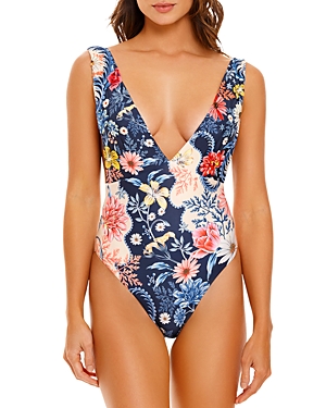 Agua Bendita Tulipa Ross Embroidered One-piece Swimsuit In Multicolor
