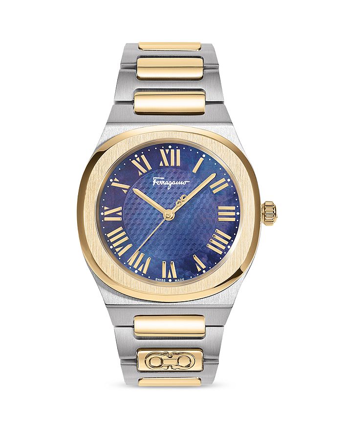 Ferragamo - Elliptical Two Tone Stainless Steel Watch, 36mm