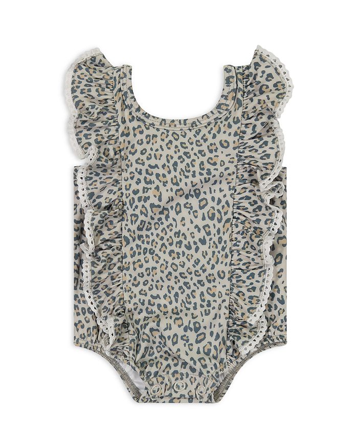 Miniclasix Girls' Ruffle Leopard Print One Piece Swimsuit - Baby