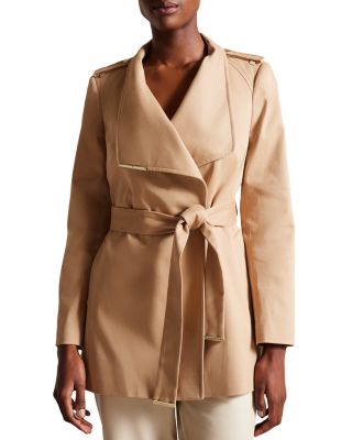 Ted baker short wrap coat camel on sale