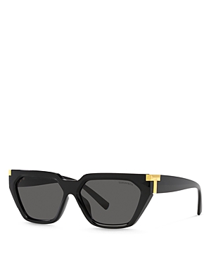 Shop Tiffany & Co Cat Eye Sunglasses, 56mm In Black/gray Solid