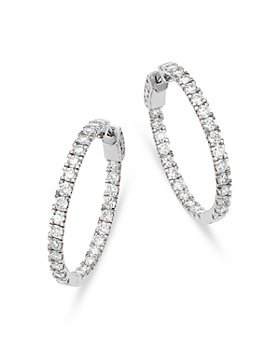 Bloomingdale's - Certified Diamond Inside Out Hoop Earrings in 14K White Gold, 3.00 ct. t.w. - 100% Exclusive