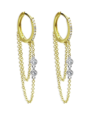 Meira T 14K Yellow Gold Bezel Diamond Fringe Huggie Earrings