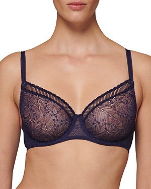 Simone Perele Comete Molded Full Cup Convertible Lace Bra In Midnight