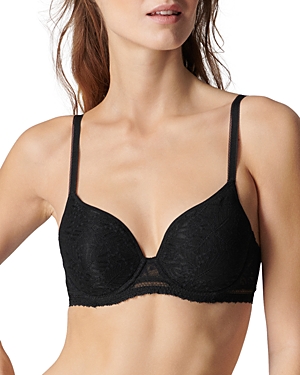 Shop Simone Perele Comete 3d Plunge Underwire Bra In Black