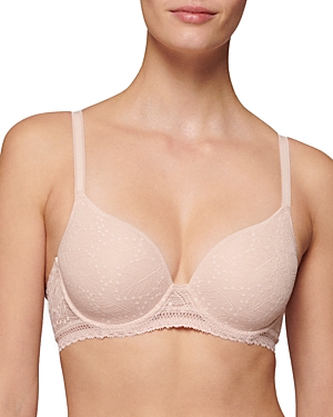 Shop Simone Perele Comete 3d Plunge Underwire Bra In Pinky Sand