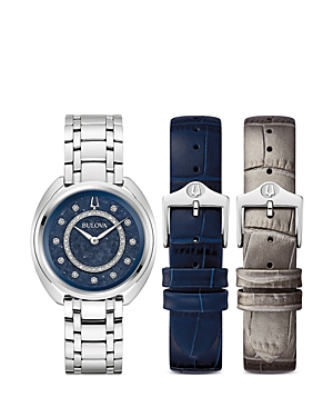Bulova Duality Watch Gift Set, 34mm In Blue/silver