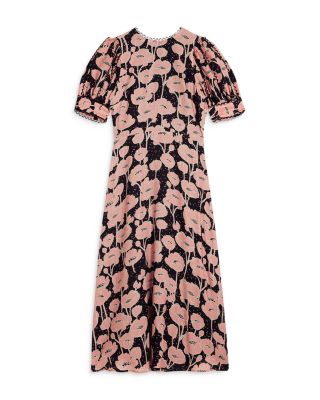 Ted Baker Astrydd Floral Print Puff Sleeve Midi Dress | Bloomingdale's