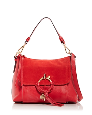See By Chloé See By Chloe Joan Small Leather & Suede Shoulder Bag In Radiant Red