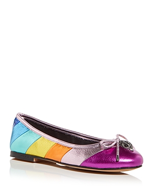 Kurt Geiger Esme Metallic-effect Ballerinas In Rainbow Stripe