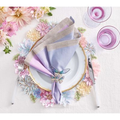 Flutter Napkin Ring in Lilac &amp; Periwinkle, Set of 4 in a Gift Box