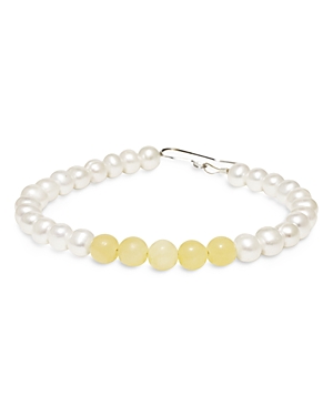 Shop Completedworks Cultured Freshwater Pearl & Jade Beaded Bracelet, 7-8 In Yellow/white