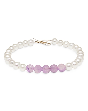 Completedworks Cultured Freshwater Pearl & Jade Beaded Bracelet, 7-8 In Purple/white