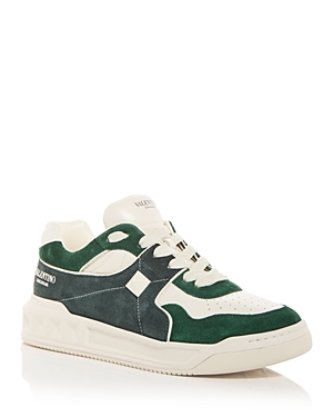 Valentino One Stud Logo-print Sneakers In Green