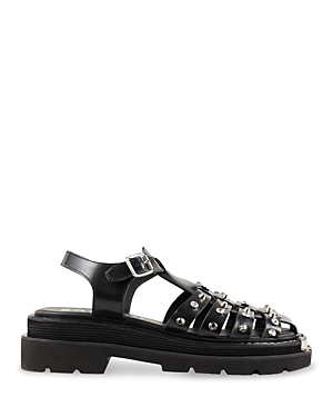 Shop Sandro Women's Olys Studded Caged Sandals In Black