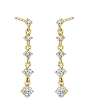 Zoë Chicco 5 Linked Graduating Prong Diamond Drop Earrings In Gold/white