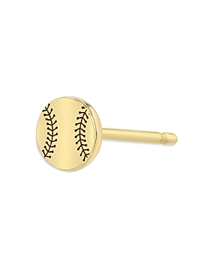 Zoe Chicco 14K Yellow Gold Itty Bitty Symbols Baseball Single Stud Earring