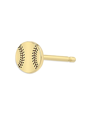 Zoë Chicco 14k Yellow Gold Itty Bitty Symbols Baseball Single Stud Earring In Gold