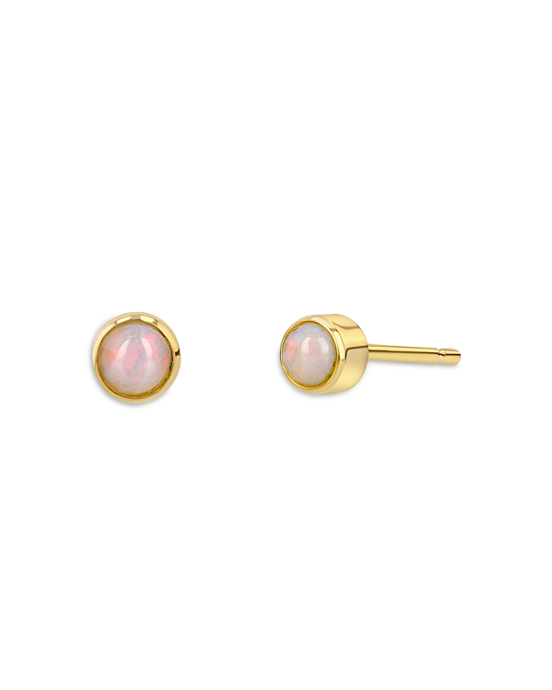 Zoë Chicco 14k Yellow Gold And Opal Bezel Stud Earrings In Gold