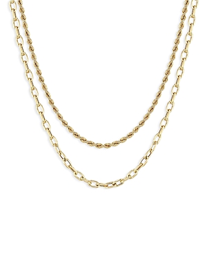 Zoe Chicco 14K Yellow Gold Heavy Metal Layered Necklace, 16 & 18