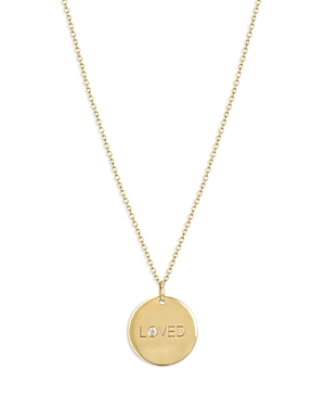 Shop Zoë Chicco 14k Yellow Gold Tender Tokens Diamond Love Disc Pendant Necklace, 18-20