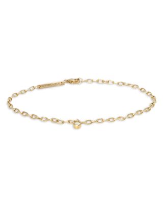 14K Yellow Gold Diamond Dangle Oval Link Bracelet