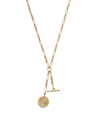 ZOË CHICCO 14K YELLOW GOLD BEZEL DIAMONDS DIAMOND SUNBEAM MEDALLION LARIAT NECKLACE, 16-18