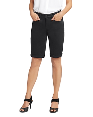 Nydj Briella Roll Cuff Denim Bermuda Shorts In Black