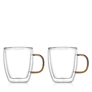 Godinger Double Walled Gold Coffee Mug, Set Of 2 In Clear