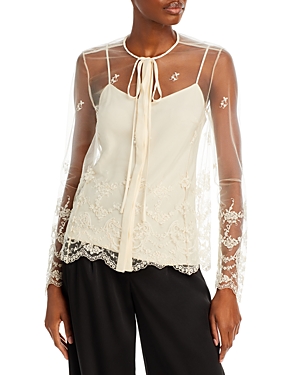 Jason Wu Collection Embroidered Tulle Top