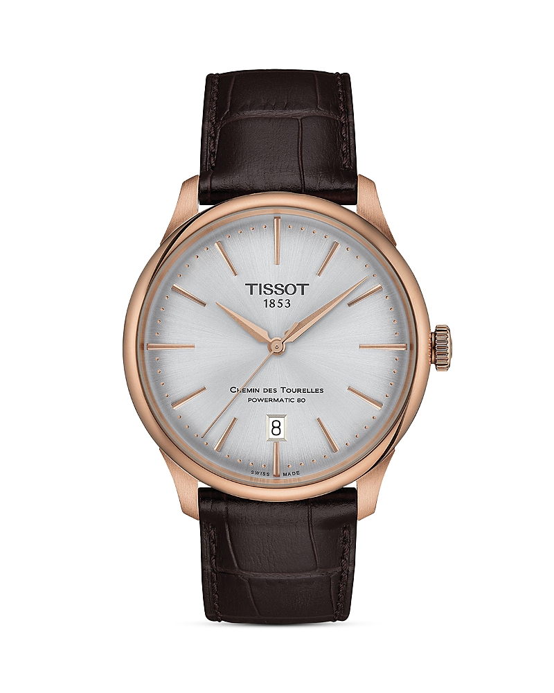 Tissot Chemin Des Tourelles Powermatic 80 Watch, 39mm In Silver/brown