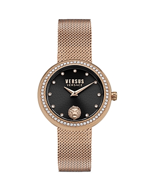 Shop Versus Lea Crystal Watch, 35mm In Black/rose Gold