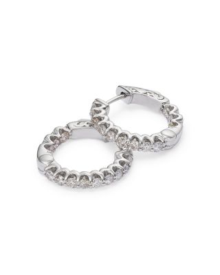 Diamond Inside Out Hoop Earring in 14K White Gold, 1.20 tcw 
