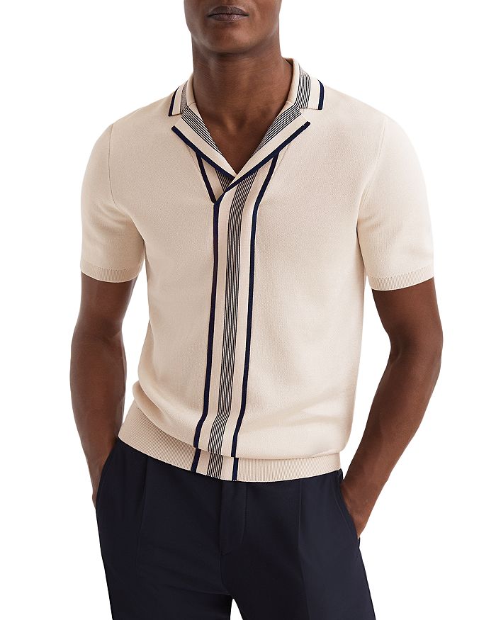 REISS Oswald Reverse Striped Trim Polo Shirt | Bloomingdale's