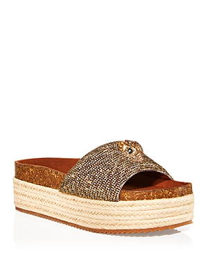 Kurt Geiger Kensington Flatform Sandals In Dark Beige