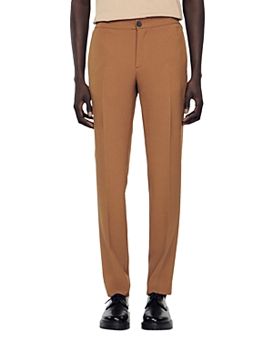 Shop Sandro Jersey Pants In Camel