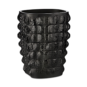 Lalique Crocodile Crystal Vase, Black
