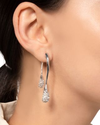 Alexis Bittar Solanales Crystal Front to Back Drop Earrings in Rhodium Plated