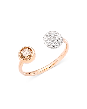 Shop Pomellato 18k Rose Gold & Rhodium Plated 18k Rose Gold Sabbia Brown & White Diamond Ring In Rose Gold/white
