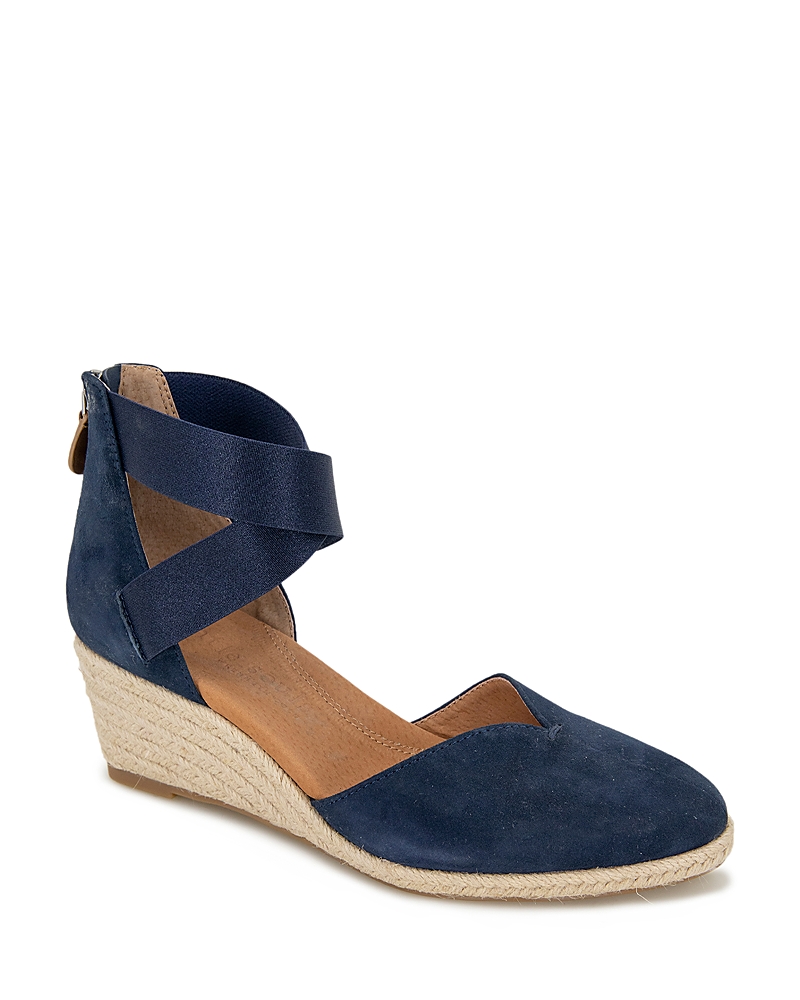 Gentle Souls By Kenneth Cole Orya Espadrille Wedge Sandal In Navy Suede