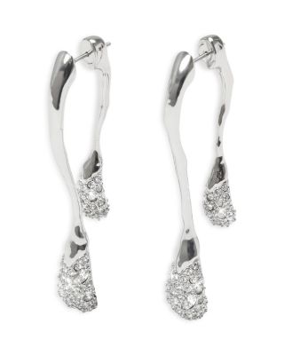 Solanales Crystal Front to Back Drop Earrings in Rhodium Plated
