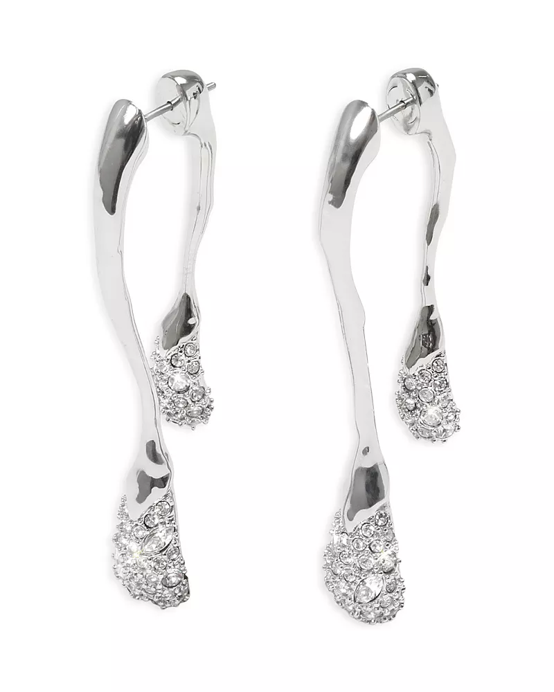 Alexis Bittar Solanales Crystal Front to Back Drop Earrings in Rhodium Plated