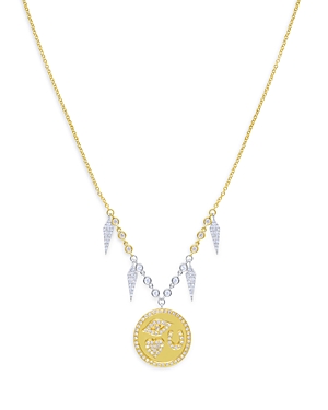 Meira T 14K White & Yellow Gold Diamond Lucky Symbol & Dangle Pendant Necklace, 18